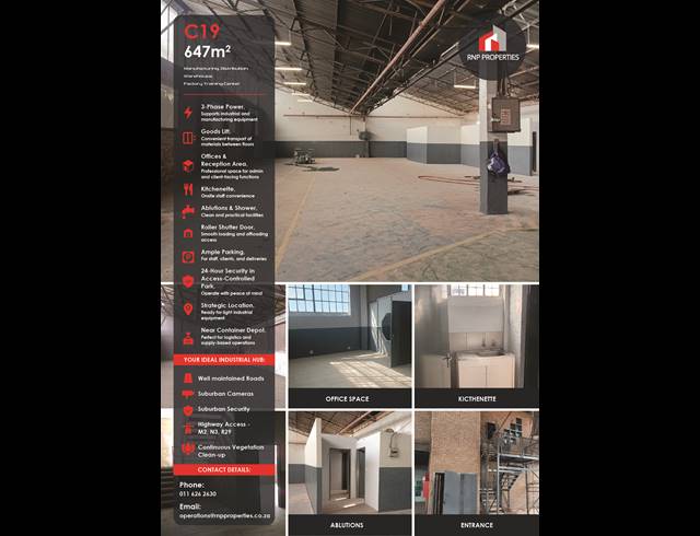 Industrial property to rent in HERIOTDALE
